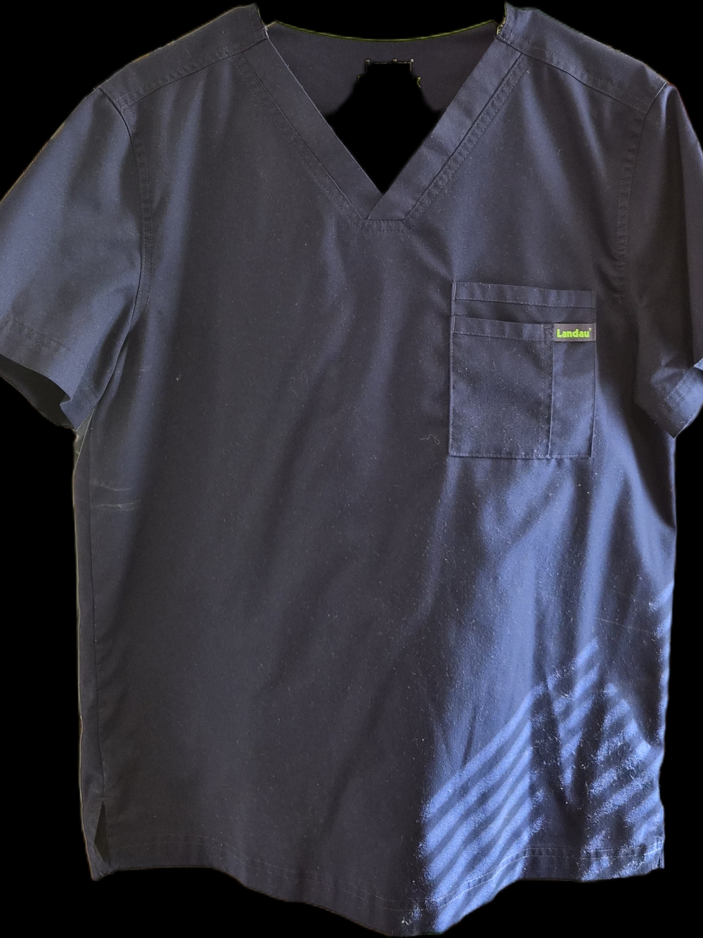 Landau Mens Navy V-Neck Scrub Top (Small)